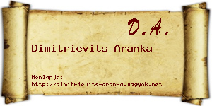 Dimitrievits Aranka névjegykártya