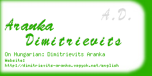 aranka dimitrievits business card